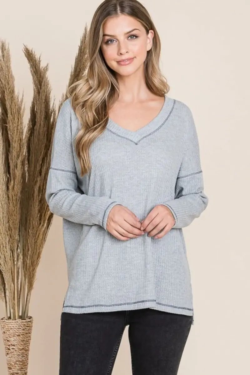 Reborn J V Neck Long Sleeve Top - Love Salve